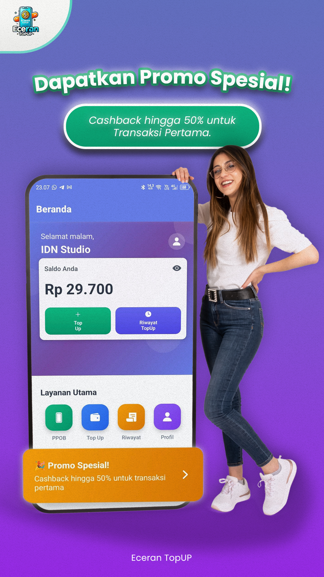 Dashboard Aplikasi Eceran TopUp